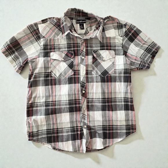 Casual Country Other - Casual Country Shirt Men's XL Black White Red Button Up Plaid Western Pearl Snap